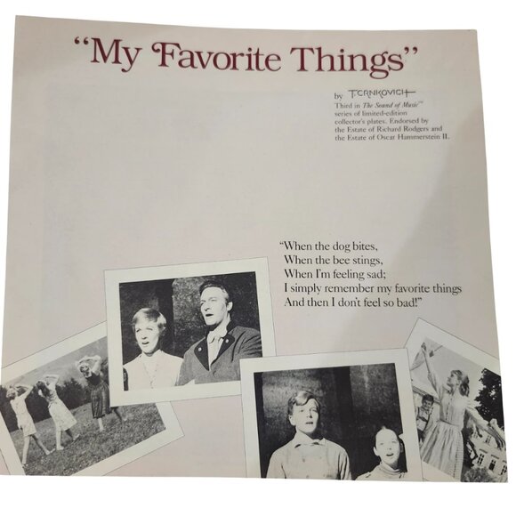 Vintage The Sound of Music My Favorite Things Plate 1986 Edwin M Knowles Box/COA - Picture 4 of 7